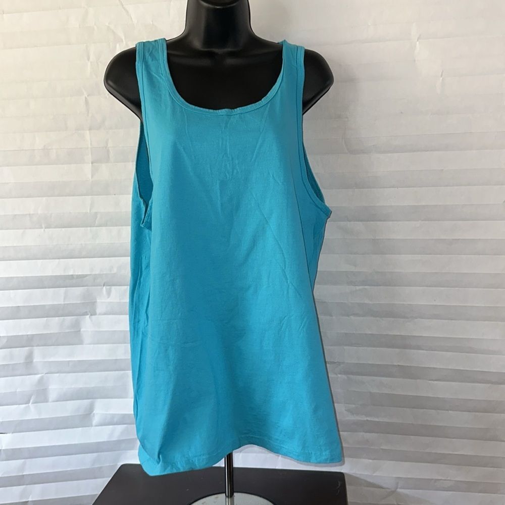 Fruit of the Loom Women's Aqua Blue Tank Top Sleeveless Casual Shirt Size Large